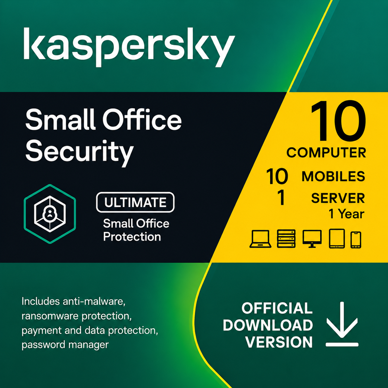 Kaspersky Small Office Security – 10 Users + 1 Server (1 Year)